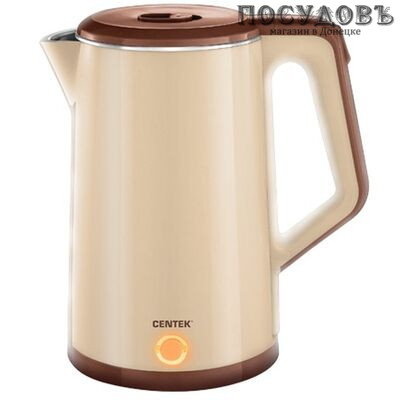 Centek CT-0024 электрочайник, 1800 Вт, 1 500 мл, двойной нержавейка/пластик, цвет бежевый