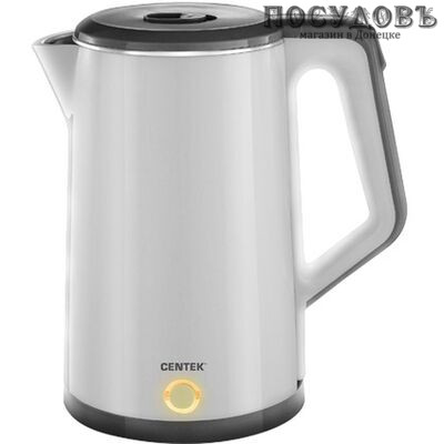 Centek CT-0024 электрочайник, 1800 Вт, 1 500 мл, двойной нержавейка/пластик, цвет серый