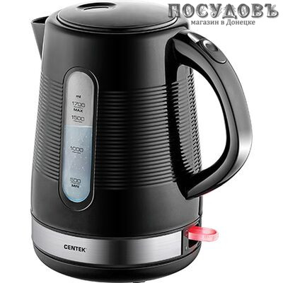 Centek CT-0027 электрочайник, 2200 Вт, 1700 мл, пластик, цвет черный, гарантия 1 год