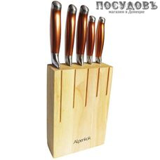 Alpenkok AK-2101 ножи в наборе (5 ножей; подставка), сталь нержавеющая, 6 пр.