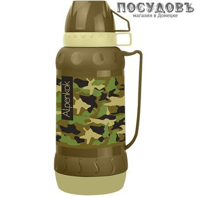 Alpenkok AK-18009S термос с крышкой-стаканом, колба стеклянная 1800 мл, цвет хаки