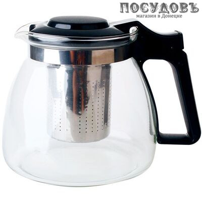 Alpenkok AK-5514/25A чайник заварочный с фильтром, стекло термостойкое, 900 мл, цвет черный
