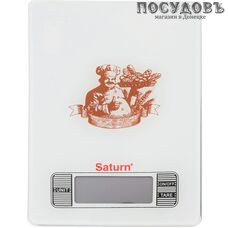 Saturn KS7235 brown весы кухонные-платформа, до 5,0 кг, цвет белый с рисунком, гарантия 1 год