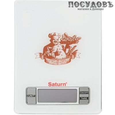 Saturn KS7235 brown весы кухонные-платформа, до 5,0 кг, цвет белый с рисунком, гарантия 1 год
