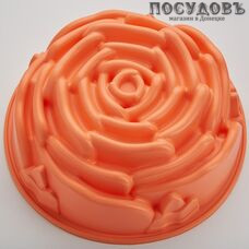 Webber Роза BE-4399S персиковый, круглая форма для выпечки, силикон, Ø240×90 мм, Россия, на блистере 1 шт.