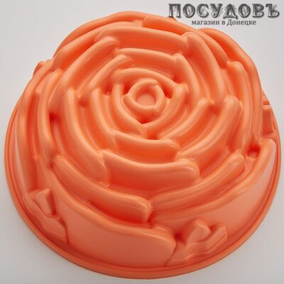 Webber Роза BE-4399S персиковый, круглая форма для выпечки, силикон, Ø240×90 мм, Россия, на блистере 1 шт.