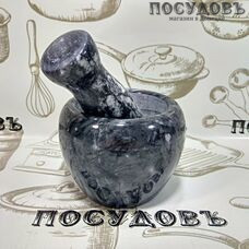 Коралл KR295 ступка с пестиком, Ø80×100 мм, корпус мрамор, в упаковке 2 пр.