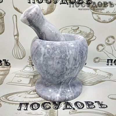 Коралл KR307 ступка с пестиком, Ø90×110 мм, корпус мрамор, в упаковке 2 пр.