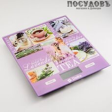 Delta KCE-57 "Лаванда" весы кухонные-платформа, 200×180×15 мм, до 5 кг, в комплекте батарейки, Россия, гарантия 1 год