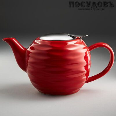 Rosario Ф19-001R красный, чайник заварочный с фильтром из нержавеющей стали, 800 мл, керамика, в подарочной упаковке 1 шт