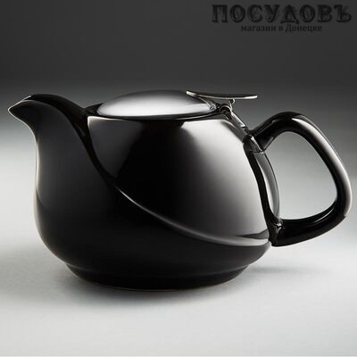 Rosario Ф19-006R черный, чайник заварочный с фильтром из нержавеющей стали, 800 мл, керамика, в подарочной упаковке 1 шт