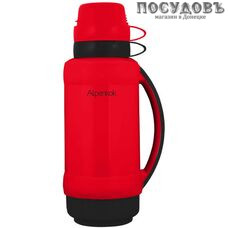 Alpenkok AK-10025S термос с двумя кружками, колба стеклянная 1000 мл, цвет красный с черным