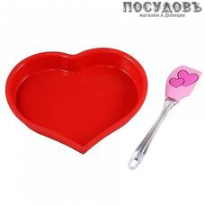 Webber Ванильное сердце ВЕ-4240S форма для выпечки с лопаткой, силикон, 255×210×40 мм