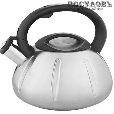Webber BE-0569 чайник со свистком, 3 л, сталь нержавеющая, цвет: сатин, 2 пр.