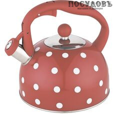 Webber BE-0575 чайник со свистком, 2,7 л, сталь нержавеющая, цвет: красный, 1 шт.