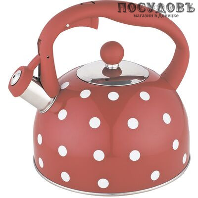 Webber BE-0575 чайник со свистком, 2,7 л, сталь нержавеющая, цвет: красный, 1 шт.