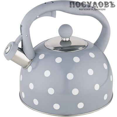 Webber BE-0576 чайник со свистком, 2,7 л, сталь нержавеющая, цвет: серый, 1 шт.