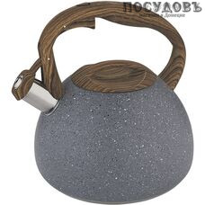 Alpenkok AK-521 чайник со свистком, 3 л, сталь нержавеющая, цвет: темно-серый гранит, 1 шт.