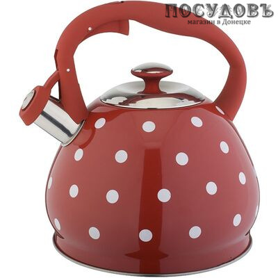 Alpenkok AK-513 чайник со свистком, 3 л, сталь нержавеющая, цвет: красный, 1 шт.