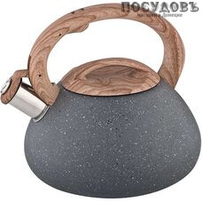 Alpenkok AK-514 чайник со свистком, 3 л, сталь нержавеющая, цвет: серый гранит, 1 шт.