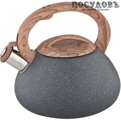 Alpenkok AK-514 чайник со свистком, 3 л, сталь нержавеющая, цвет: серый гранит, 1 шт.