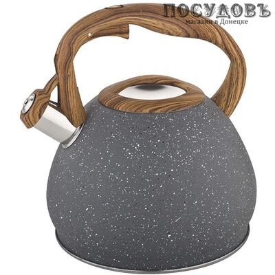 Alpenkok AK-515 чайник со свистком, 3 л, сталь нержавеющая, цвет: серый гранит, 1 шт.