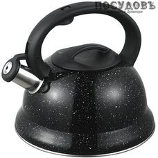 Webber BE-0529 чайник со свистком, 3 л, сталь нержавеющая, цвет: черный мрамор, 1 шт.