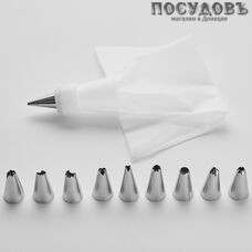 Webber ВЕ-0329 пластиковый мешок кондитерский с 10 насадками, 160×100×30 мм