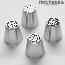 Webber BE-0389/4 набор кондитерских насадок сталь нержавеющая, Ø35×25×40 мм, на блистере 4 шт.