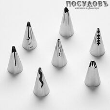 Webber BE-0390/7 набор кондитерских насадок сталь нержавеющая, Ø15×35×35 мм, на блистере 7 шт.