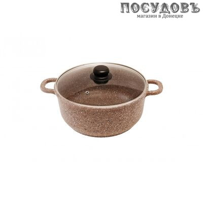 Гардарика Алтай КС300-07 кастрюля с крышкой 3,0 л, Ø220 мм, алюминий литой, мраморное покрытие Greblon C2+