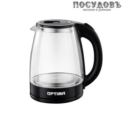 Optima EK-1832G Черный электрочайник, 2200 Вт, 1800 мл, стекло термостойкое, внутренняя подсветка