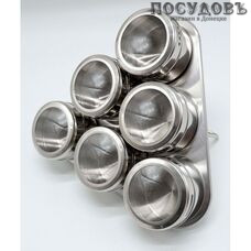КНР DF99889-6pcs набор емкостей для специй на магните, сталь нержавеющая, в упаковке 7 пр.