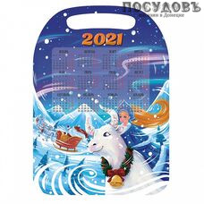 Добрый Дом 2021. Снегурочка на быке К-204 доска разделочная, материал дерево 210×290 мм