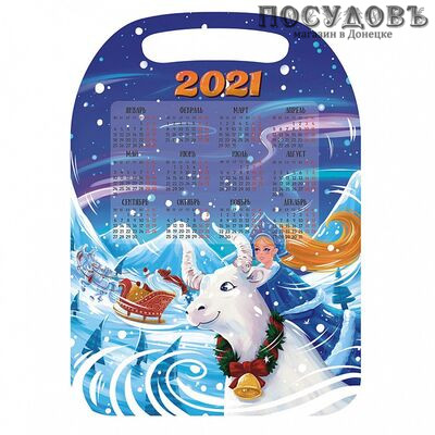 Добрый Дом 2021. Снегурочка на быке К-204 доска разделочная, материал дерево 210×290 мм