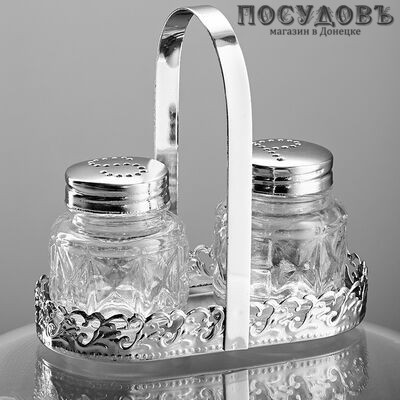 Забава РК-7008 набор для специй, стекло, хромированый металл, в упаковке 3 пр.