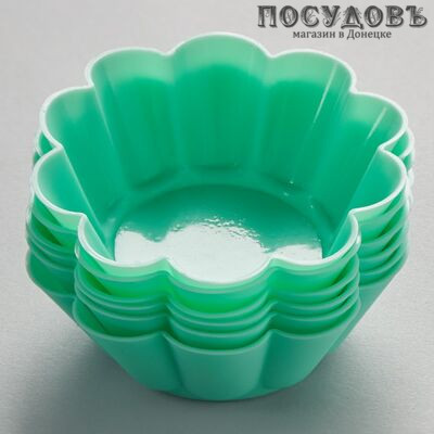 Alpenkok Классический AK-6056S/6 набор форм для выпечки кексов, силикон, Ø75×30 мм, мятный, 6 шт