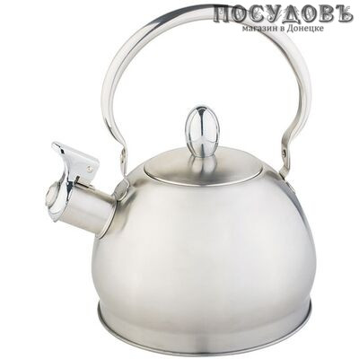 Webber ВЕ-0560 чайник со свистком, 2 л, сталь нержавеющая, цвет: сатин, 1 шт.