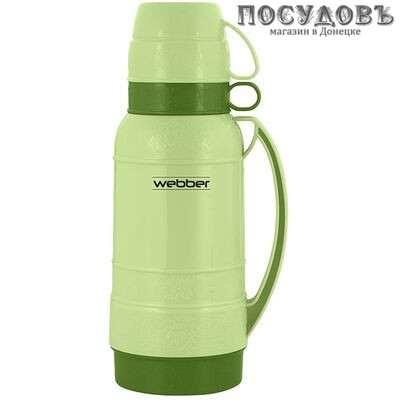 Webber 25018/3 термос с крышкой-стаканом, колба стеклянная 1800 мл, цвет зеленый