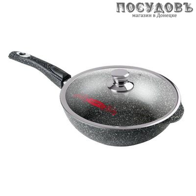 Горница Гранит ст2413аг сотейник с крышкой Ø280×82 мм, алюминий литой, гранитное покрытие Pfluon, съемная ручка