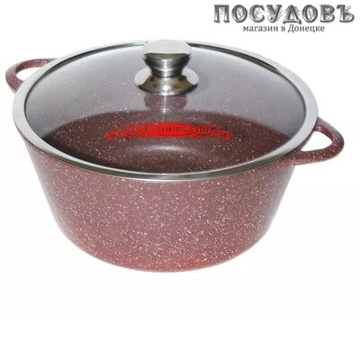 Горница Шоколад К3032аш кастрюля с крышкой 7,0 л, Ø280 мм, алюминий литой, гранитное покрытие Pfluon, 2 пр.