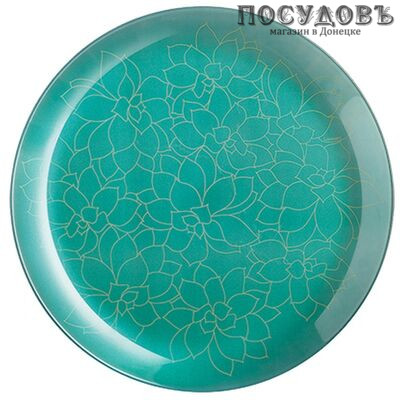 Luminarc Fleurs De Bach L8282 тарелка обеденная, стекло упрочненное, цвет зеленый, Ø260 мм, Франция 1 шт.