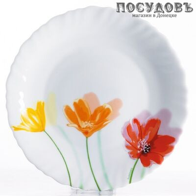 Luminarc Flowerly C5766 тарелка десертная, стекло упрочненное, цвет белый с рисунком, Ø190 мм, Франция 1 шт.