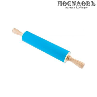 KING Hoff KH-4660, скалка вращающая, Ø50×400 мм, силикон, деревянная ручка в упаковке 1 шт