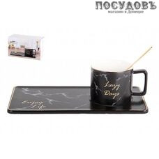 Коралл Lazy Days Black 5110 чайная пара, 250 мл, фарфор, в подарочной упаковке 3 пр.