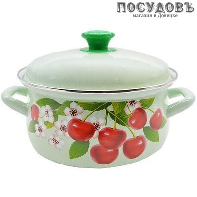КМК 61915-123/4.02-У4 кастрюля с крышкой 3,0 л, сталь эмалированная, цвет салатовый с рисунком