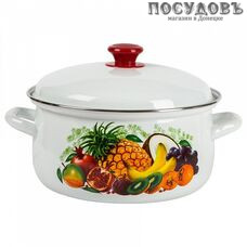 КМК 61904-142/4.02-У4 кастрюля с крышкой 4,0 л, Ø230 мм, сталь эмалированная, цвет белый с рисунком