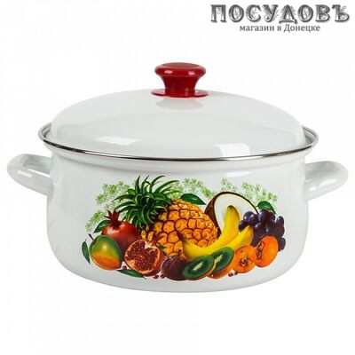 КМК 61904-142/4.02-У4 кастрюля с крышкой 4,0 л, Ø230 мм, сталь эмалированная, цвет белый с рисунком