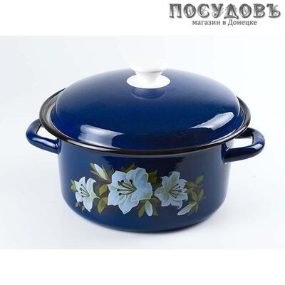 КМК 42315-143/6-У4 кастрюля с крышкой 4,0 л, сталь эмалированная, цвет бостон с рисунком