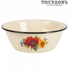 КМК 40304-102 миска, сталь эмалированная, 2,0 л, слоновой кости с рисунком